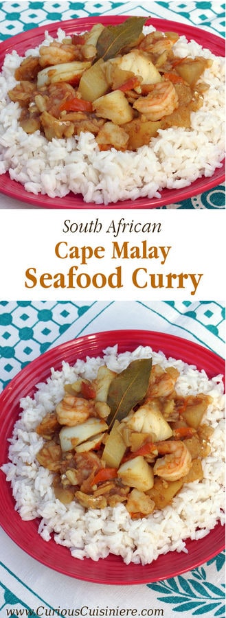这款海鲜咖喱充满了强劲的开普马来风味，每一口都将把你带到南非。| www.CuriousCuisiniere.com