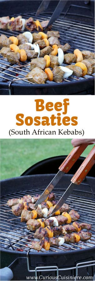 Sosaties是南非kebabs腌制甜咖喱酱。我们的牛肉版是嫩，轻微的焦糖，以及在夏季烧烤食谱中想要的一切。与南非突出的葡萄酒完美配对。|m.jamahire.com.