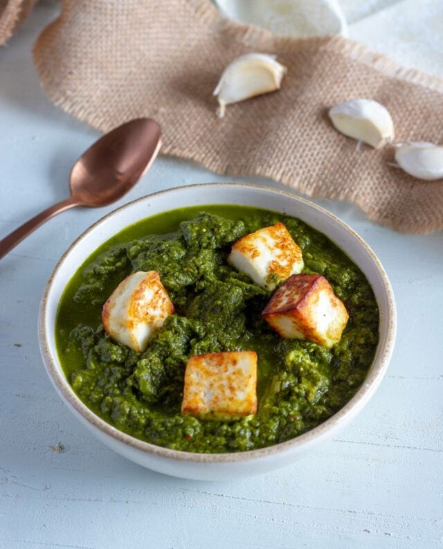 saag paneer配上炒印度奶酪