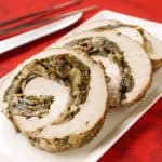 蘑菇和瑞士Chard滚动猪肉腰