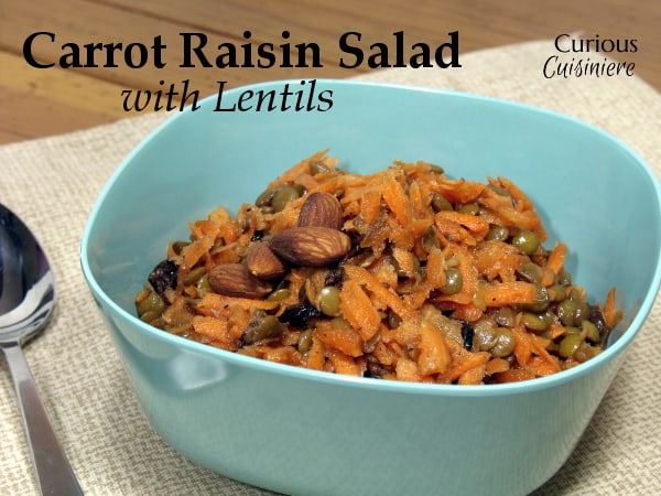 来自Curious Cuisiniere的健康胡萝卜葡萄干沙拉扁豆gydF4y2Ba