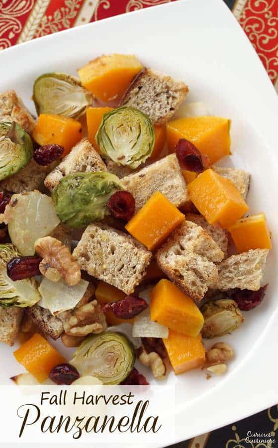 意大利秋收潘扎内拉沙拉配冬南瓜和球芽甘蓝。gydF4y2Ba