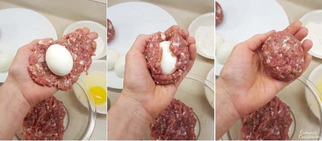 避免使用这些烘焙的苏格兰鸡蛋的深炸锅，这款简单的食谱非常适合有趣的午餐或野餐。| www.CuriousCuisiniere.com